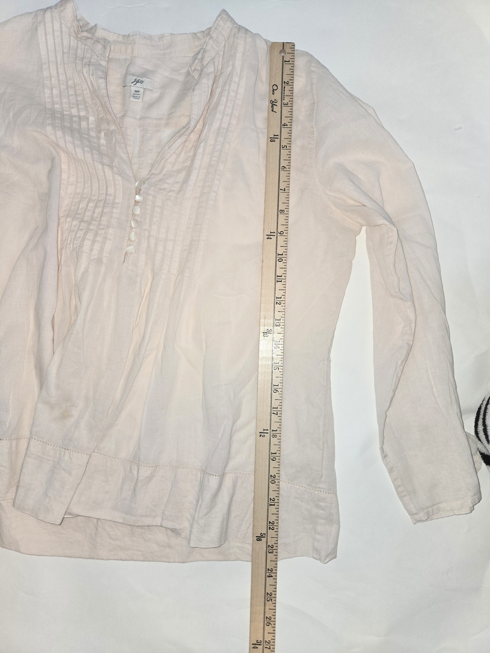J. Jill Pale Pink Pintuck Peasant Blouse Size Med Petite - Picture 7 of 11